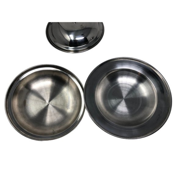 Lion Bentley Stainless Steel Flying Saucer Atomic Footed Serving Dishes Set of 3 - Picture 6 of 10